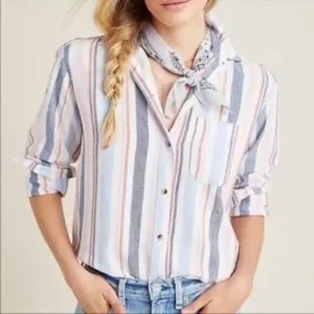 Maeve | Anthropologie Chatham Striped Button Down